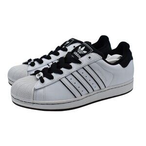 Adidas Mens Size 12 Superstar II Black White Leather Basketball Shoes Sneakers
